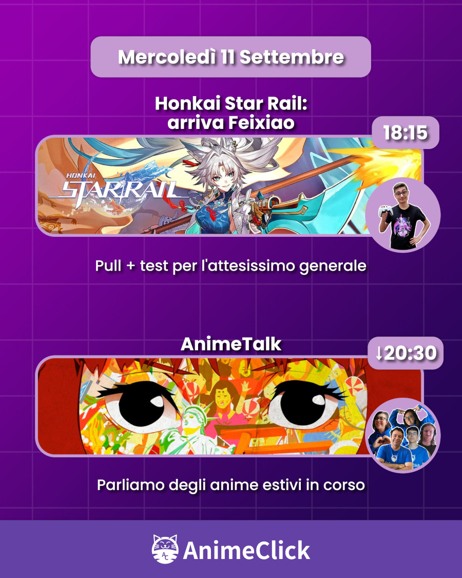 AnimeClick su Twitch: programma dal dal 9 al 15 settembre AnimeClick su Twitch: programma dal dal 9 al 15 settembre
